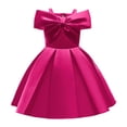 thumbnail image 1 of PMVFHDE Robe 4t Filles Robe Élégante Épaules Dénudées Ligne A Décontractée Fête Robes Rose Vif,6-7 Ans, 1 of 5