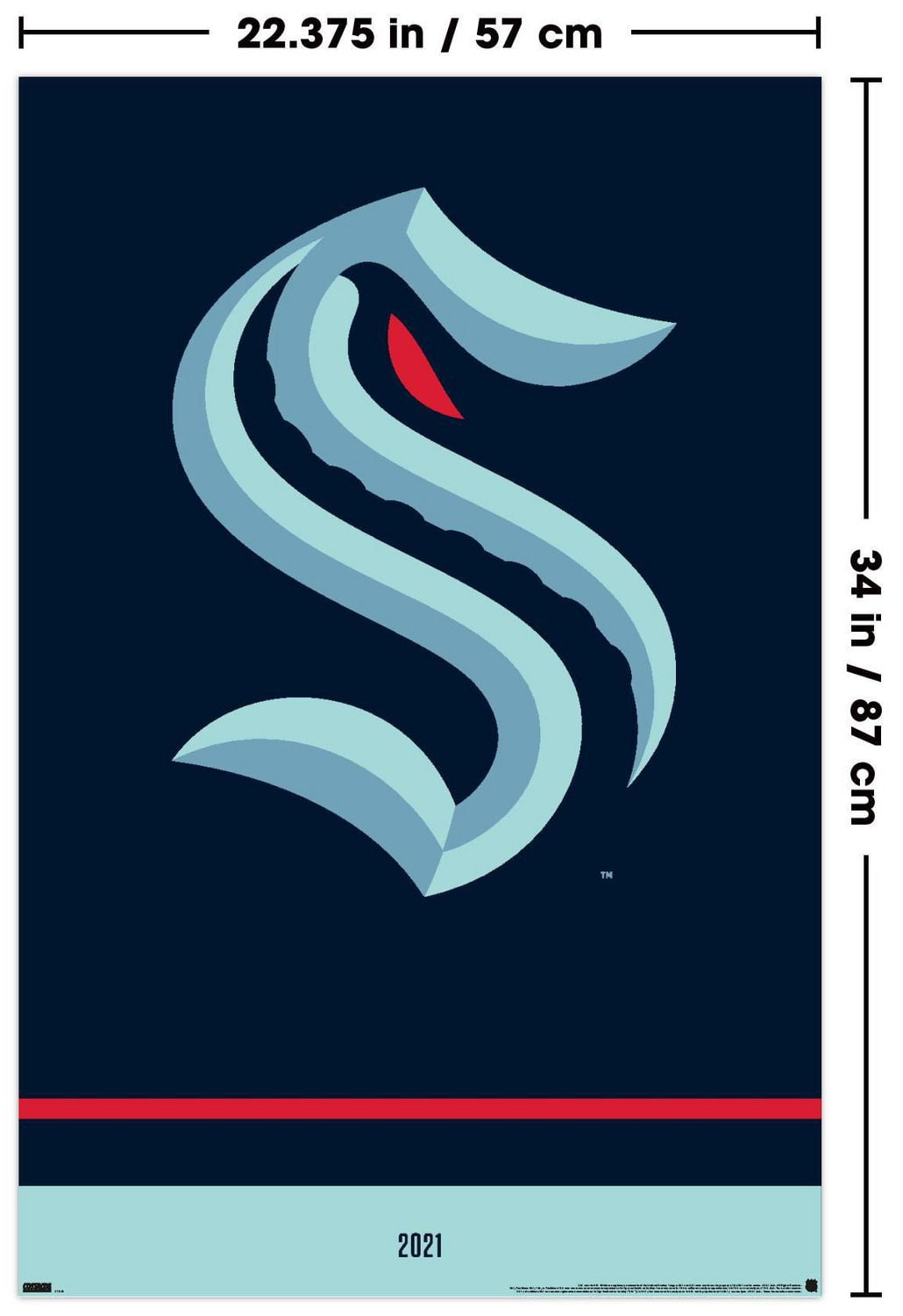 NHL Seattle Kraken - Logo 21 Wall Poster, 22.375" x 34"