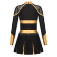 thumbnail image 2 of Lejafay Robe de Danse de Cheerleading Ballet pour Filles Uniforme Scolaire Robe Plissée à Manches Longues Tenues d'Halloween Noir&Or 12, 2 of 4