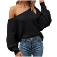 thumbnail image 1 of Yuyuzo Women's off Shoulder Sweater Long Batwing Sleeve Loose Pullover Ribbed Knit Solid Color Tops, 1 of 4