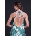 thumbnail image 4 of Bimba Robe de Plage pour Femmes à Dos Nu, Col Licou, Peau d'Animal, Été, Soirée, X-Grand, 4 of 6
