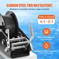 thumbnail image 3 of VEVOR Hand Winch, 3500 lbs Pulling Capacity, Boat Trailer Winch Heavy Duty Rope Crank with 33 ft Polyester Strap and Two-Way Ratchet, Manual Operated Hand Crank Winch for Trailer, Boat or ATV Towing, 3 of 9