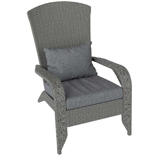 Outsunny Chaise Adirondack d'Extérieur en Rotin, Chaise pour Foyer avec Coussin, Orientée vers l'Avant, Chaise Adirondack en Osier PE Gris Foncé avec Coussins d'Assise et de Dossier Amovibles Gris Chiné, Dossier Haut Incurvé, Larges Accoudoirs et Cadre en Acier, Capacité de 264 Lb. 25.2 Pouces L x 31.5 Pouces P x 35.4 Pouces H; Convient aux Sièges de patio, de Véranda Ou au Bord de la Piscine.