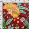 thumbnail image 3 of oneOone Tissu Flex Coton Rouge Botanique Floral Matériel de Couture Imprimé Tissu au Mètre 40 Pouces de Large, 3 of 4