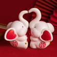 thumbnail image 3 of Wedding Couples Elephant Statues Art Sculptures for Valentines Entry Cabinet, 3 of 8