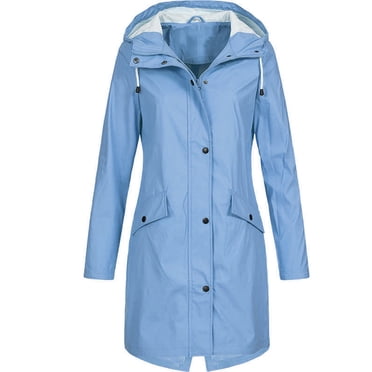 LSLJS Manteau de Pluie Uni pour Femmes Extérieur Grande Taille Imperméable à Capuche Coupe-Vent