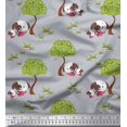 thumbnail image 1 of Soimoi Moss Georgette Fabric Tree & Dog Kids Print Fabric by The Yard 42 Inch Wide, 1 of 3