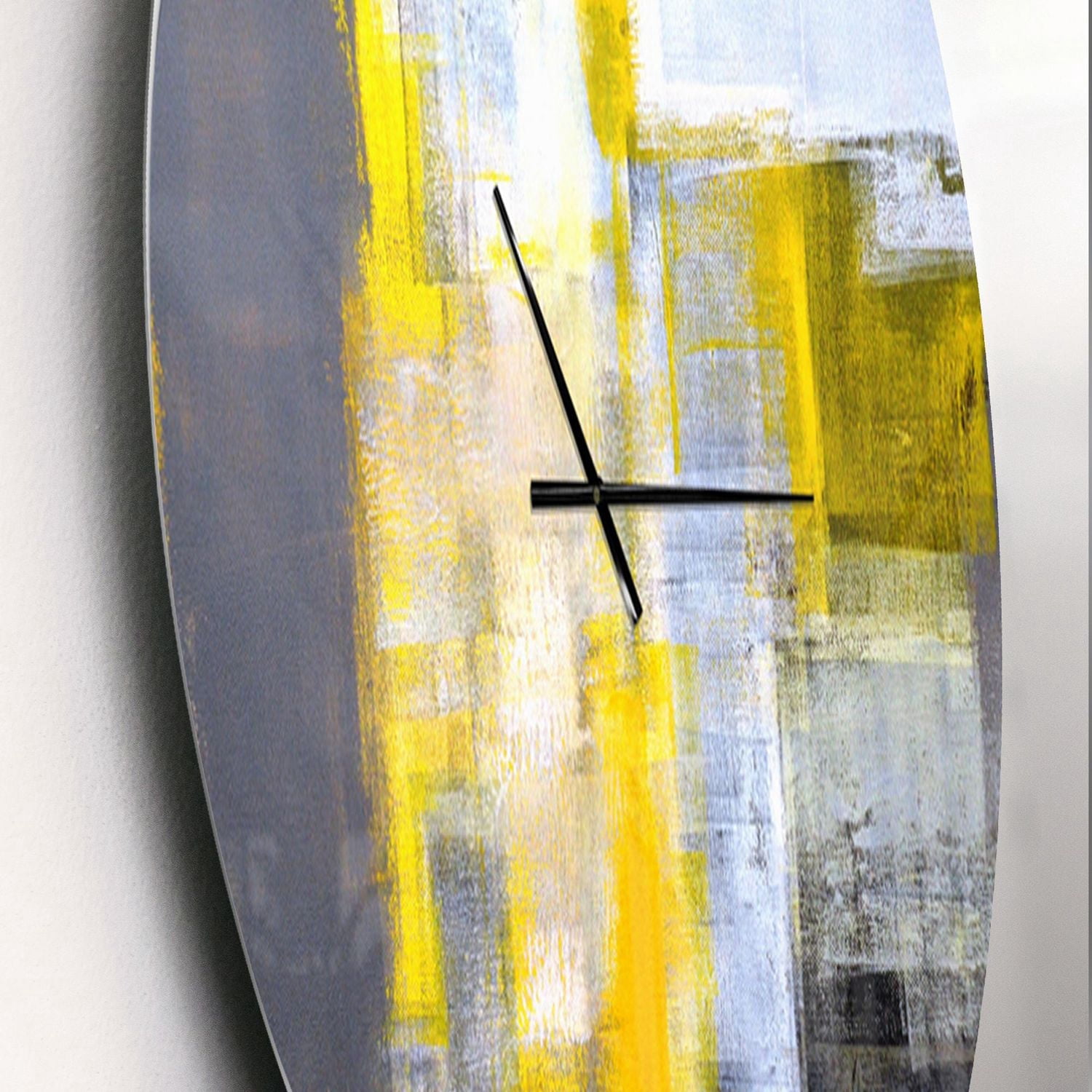 Designart Abstrait flou gris et jaune horloge murale