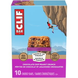 CLIF BAR Barres d'énergie, croûte d'arachide au chocolat, Granola Bar, Haute en protéines, collations, barres de petit déjeuner, Contient 70% Ingrédients biologiques Boîte de 10 Barres