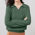thumbnail image 1 of Polo Pullover Sweater Knitted Pullover Solid Color Long Sleeve Oversized Sweatshirt Pullover Sweater Collared Sweaters Polo Shirts Soft Touch Funnel Soft Warm Cozy Oversized Sweaters Green XL, 1 of 8
