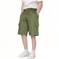 thumbnail image 2 of MIASHUI Shorts Cargo pour Garçons d'Été à Cordon, Taille Extensible, Pantalon de Sport avec Poche, Vert Armée, 3-4 Ans, 2 of 6