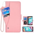 thumbnail image 1 of OnePlus 5T Case, iCoverCase Genuine Leather Wallet Case Slim Fit Folio Book Design with Stand and Card Slots Flip Case Cover for OnePlus 5T (Pink), 1 of 5