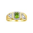 thumbnail image 1 of RYLOS Men's Rings Yellow Gold Plated Silver Classic 7X5MM Oval Gemstone & Diamond Ring Peridot August Birthstone Rings For Men Size 11, 1 of 7