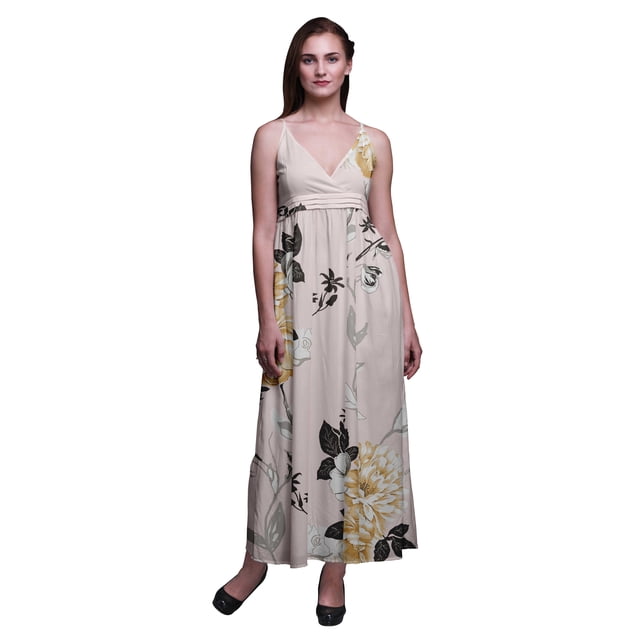 Bimba Robe Longue Maxi à Bretelles Spaghetti Ajustables à Imprimé Floral, Tenue de Plage d'Été - Très Petit
