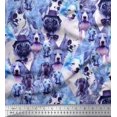 thumbnail image 1 of Soimoi Poly Georgette Fabric Pug,Beagle & English Cocker Spaniel Dog Scene Printed Fabric 1 Yard 52 Inch Wide, 1 of 3