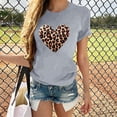thumbnail image 1 of Soki T-Shirts Décontractés pour Femmes à Imprimé Léopard, Col Rond, Manches Courtes, 1 of 5