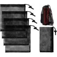 thumbnail image 1 of 10 Pieces Mesh Bag with Drawstring Black Mesh Storage Bag Sports Bags Wash Bag Drawstring Bag for Travel, Gym and Camping, 1 of 6