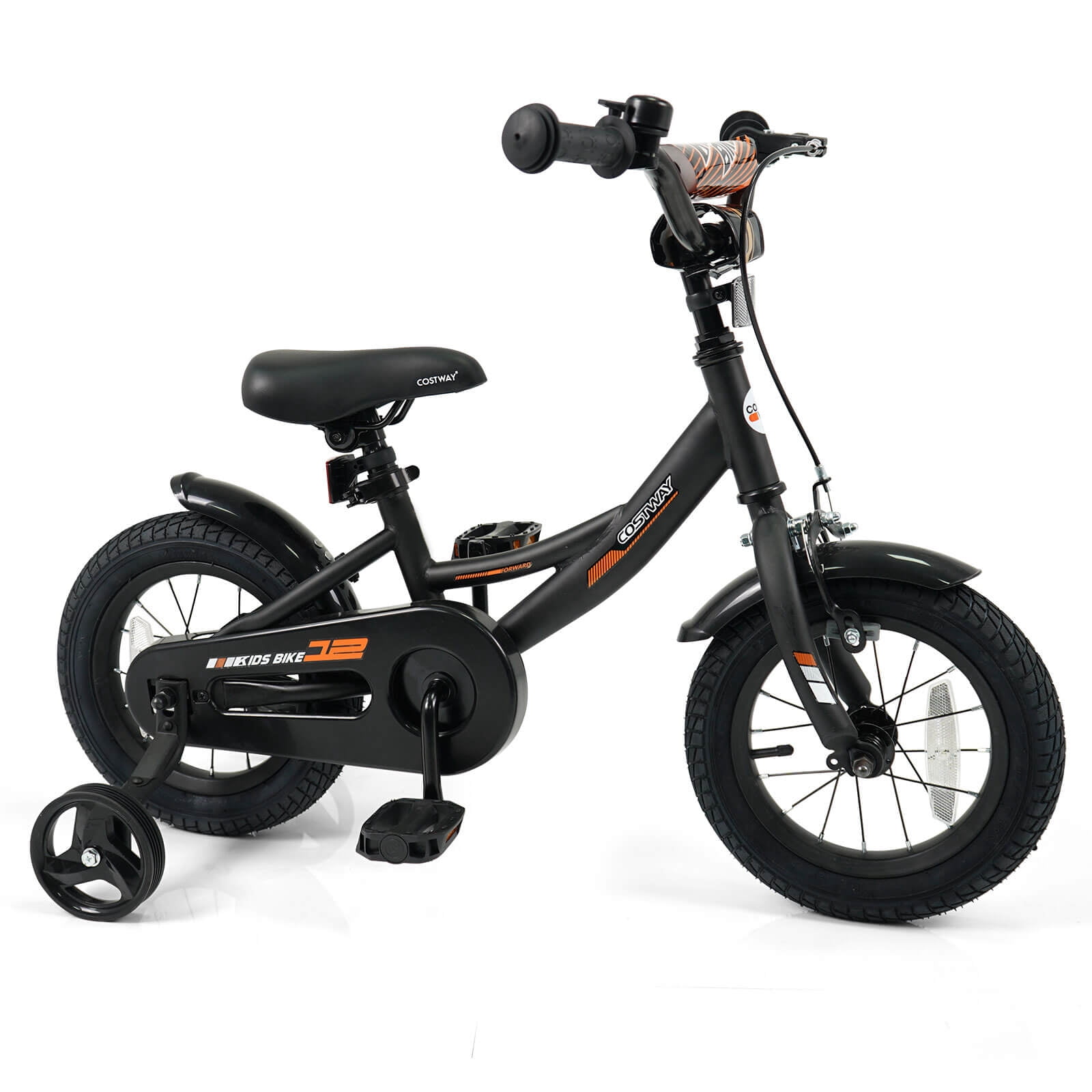 Costway 12 Inch Kids Bike with Training Wheels Dual Brakes Adjustable Seat Handlebar Height