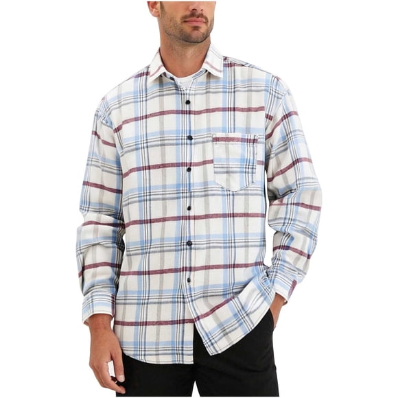 Stretch Dress Shirts for Men Men Fashion Button Up Shirts Mens Long Sleeve Shirts Casual, White, M