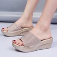 thumbnail image 4 of LSLJS Femmes Dames Mode Bout Rond Cristal Compensé à Enfiler Pantoufles de Plage Chaussures, Pantoufles pour Femmes, 4 of 9