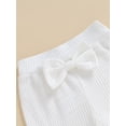 thumbnail image 4 of Kmbangi Kids Girl Flare Pants Solid Color Ribbed Elastic Bell Bottoms Trousers Bow Ruffle Pants for Toddler Baby, 4 of 8