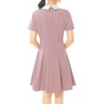 thumbnail image 4 of INSPIRE CHIC Robe Évasée à Manches Courtes pour Femme à Col Claudine Contrastant TG Rose, 4 of 4
