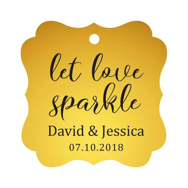 Darling Souvenir Personalized Fancy Frame Paper Tags Wedding Sparklers Let Love Sparkle Custom Hang Tags-Baby Pink-100 Tags