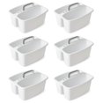 thumbnail image 1 of Gracious Living Grand Bac de Rangement en Plastique avec 2 Compartiments et Poignée, Blanc (Lot de 6), 1 of 11