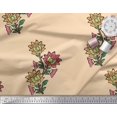 thumbnail image 3 of Soimoi Polyester Crepe Fabric Leaves & Floral Block Printed Fabric 1 Yard 52 Inch Wide, 3 of 3