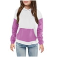 thumbnail image 1 of MeetoTime Sweat à Capuche pour Enfants Manches Longues Col Rond Patchwork Haut Extérieur pour Garçons Filles 4-14 Ans, 1 of 3