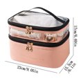 thumbnail image 3 of Clearance! Double-layer Cosmetic Bag Solid Color Transparent Wash Portable INS Fashion Travel Portable Large Capacity Storage Bag Wish List Today'S Deals #75, 3 of 4