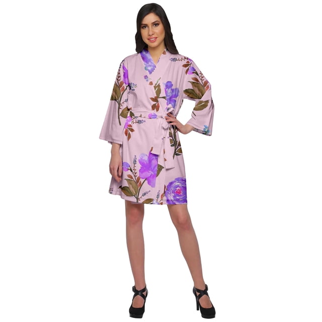 Moomaya Printed Kimono Robe For Girls Crossover Bathrobe Kimono Women Bathrobe