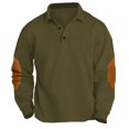 thumbnail image 1 of RXIRUCGD Blouse Décontractée Mode pour Hommes Sports de Plein Air Couleur Unie Manches Longues Col Rabattu, Vert Armée, Taille : TG, 1 of 6
