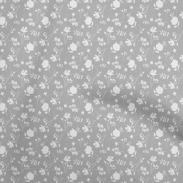 oneOone Polyester Spandex Gray Fabric Floral Sewing Material Print Fabric By The Yard 56 Inch Wide