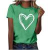 thumbnail image 1 of Hauts pour Femmes Saint-Valentin Manches Courtes Imprimé Cœur Col Rond T-Shirt Décontracté Vert TTTG, 1 of 6