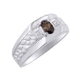 thumbnail image 4 of RYLOS Men's Rings 14K White Gold Classic Nugget 6X4MM Oval Gemstone & Diamond Ring Smoky Quartz June Birthstone Rings Size 10, 4 of 7