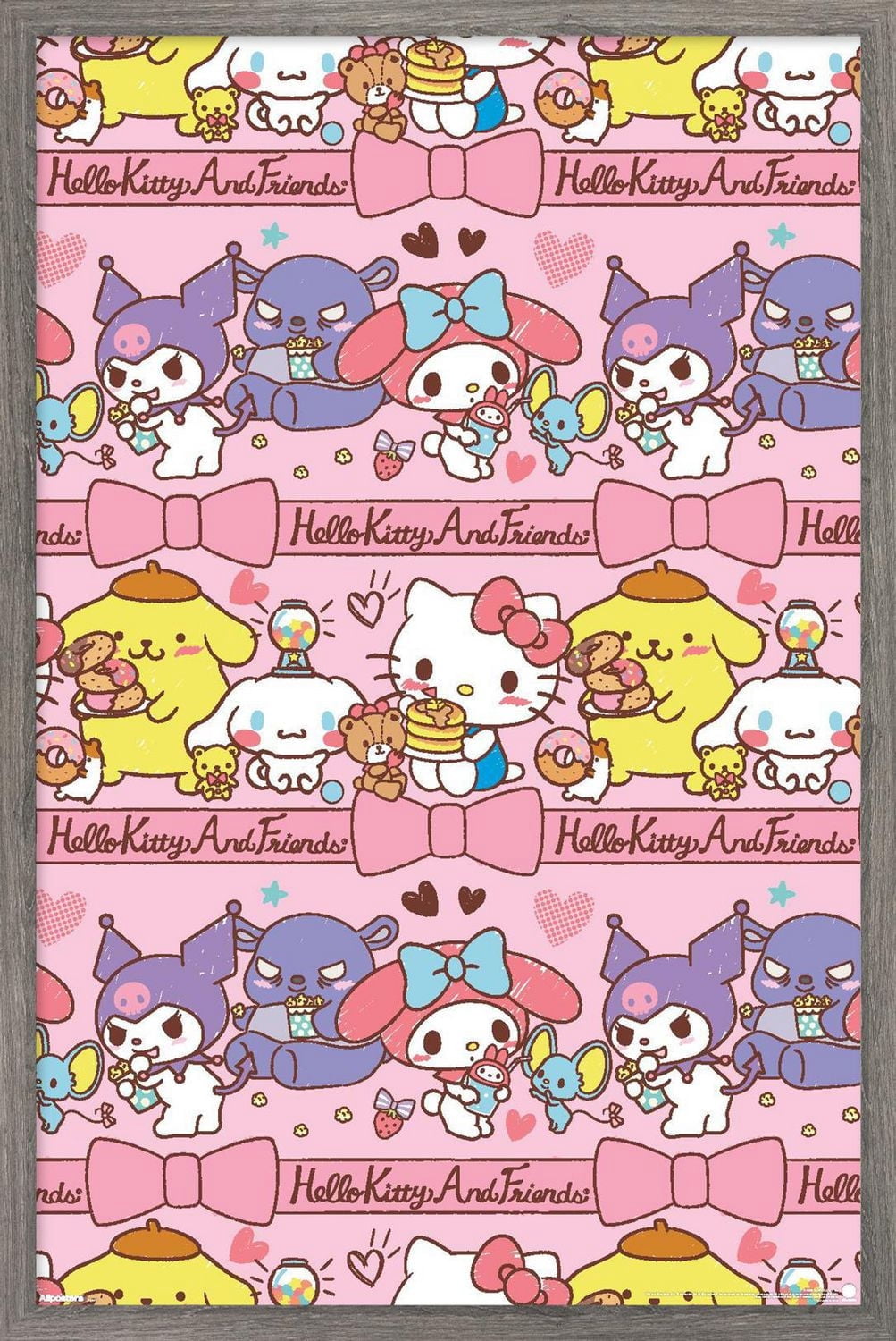 Hello Kitty and Friends: 25 Snack Time - Collage Wall Poster, 14.725" x 22.375" Framed