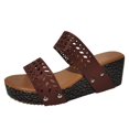 thumbnail image 2 of SMihono Sandales Femmes Été Grande Taille Sandales d'Été pour Femmes à Enfiler Compensées Ajourées Plage Bout Ouvert Sandales Respirantes Chaussures Pantoufle en Liquidation, 2 of 3