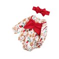 thumbnail image 2 of Mialoley Christmas Printed Long Sleeve Round Neck Romper + Bow Headband, 2 of 6