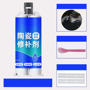 Pâte Professionnelle de Réparation de Carreaux et Adhésif Céramique - Répare les Carreaux de Plancher Fissurés, Baignoires, Surfaces Marbrées, Séchage Rapide, Formule 100 g, Trousse d'Application Sans Compétence