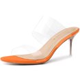 thumbnail image 1 of BLISSFUL STEP Sandales à Talons Aiguilles Transparentes pour Femmes à Bout Ouvert à Enfiler Orange 9, 1 of 1