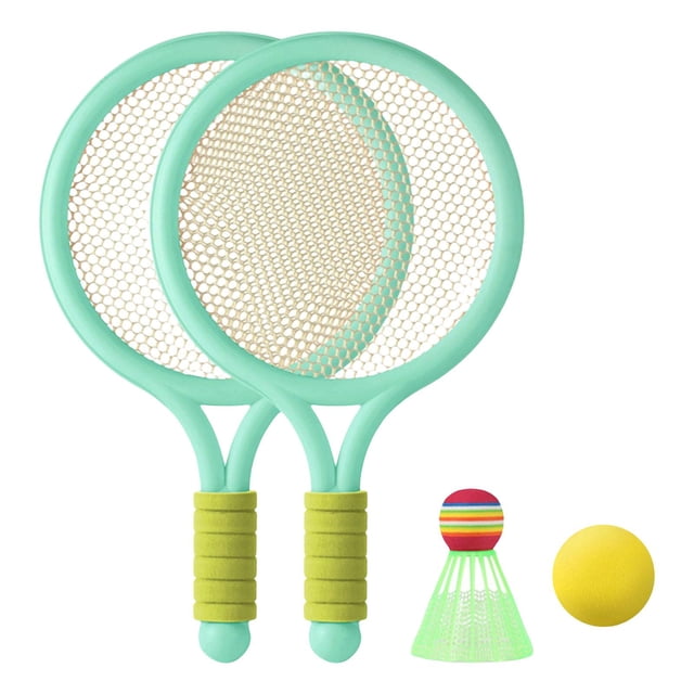 Durable Kids Tennis Rackets Set 1Pcs Tennis Balls 1Pcs Badminton for Starter Players Kindergarten Beginner Training green