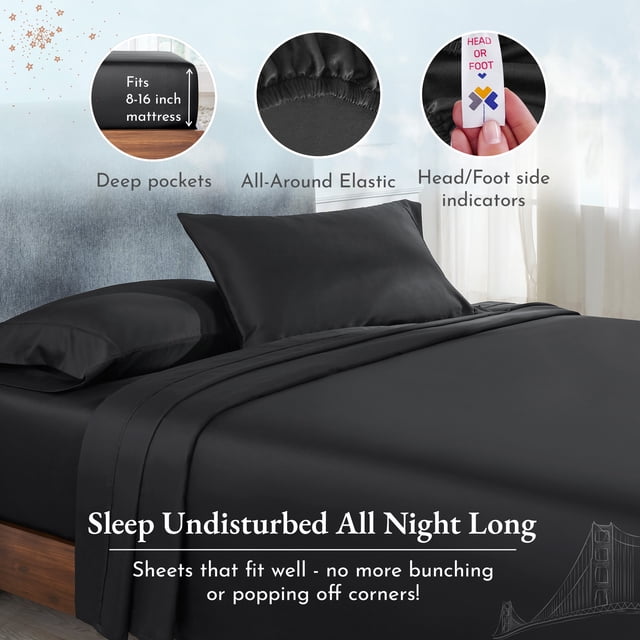 California Design Den Sheet Sets, Natural 100% Cotton Sheets, Soft Luxury 400 Thread Count Sateen Bedding Sheets Set, Deep Pocket Cooling Sheets