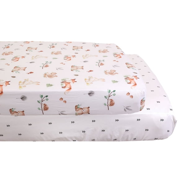 2-Pack Fitted Crib Sheets, Woodland