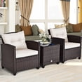 thumbnail image 3 of Costway 3PCS Patio Rattan Furniture Set Cushioned Sofa Coffee Table Garden off White, 3 of 10