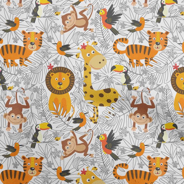 oneOone Silk Tabby Yellow Fabric Cute Animal Craft Projects Decor Fabric Printed By The Yard 42 Inch Wide