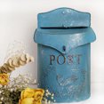 thumbnail image 3 of Retro Rural Wall Mailbox Farmhouse Iron Newspaper Roll Post Letter Box Decor Blue, 3 of 8
