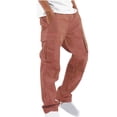 thumbnail image 1 of cllios Cargo Pantalon pour Homme Uni Décontracté à Multiples Poches Extérieur Coupe Droite Pantalon de Mise en Forme Pantalon Cargo Coupe Décontractée Pantalon de Randonnée Rouge Melon D\'eau TTG, 1 of 9