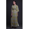 thumbnail image 4 of Bimba Rayon Gingham Check Ladies Long Gown Boho Beach Cocktail Party Maxi SlitDress-Small, 4 of 6