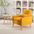 thumbnail image 4 of Gymax Fauteuil d'Appoint Moderne du Milieu du Siècle en Tissu de Lin avec Coussin Lombaire, 4 of 9